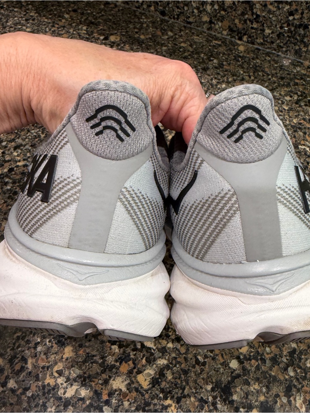 Hoka White and Light Gray Performance Running Shoes Mens 9.5 - Picture 11 of 11